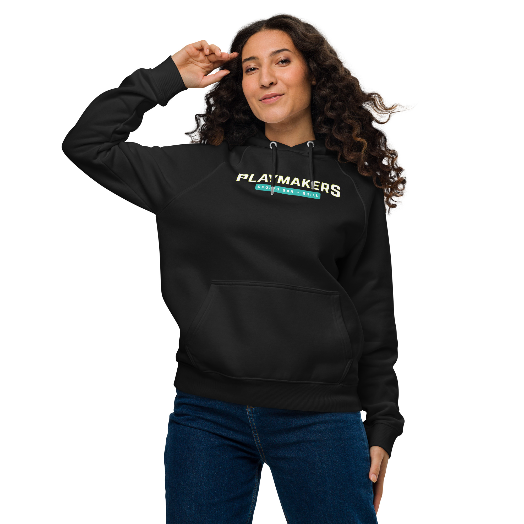PLAYMAKER Unisex eco raglan hoodie — Front
