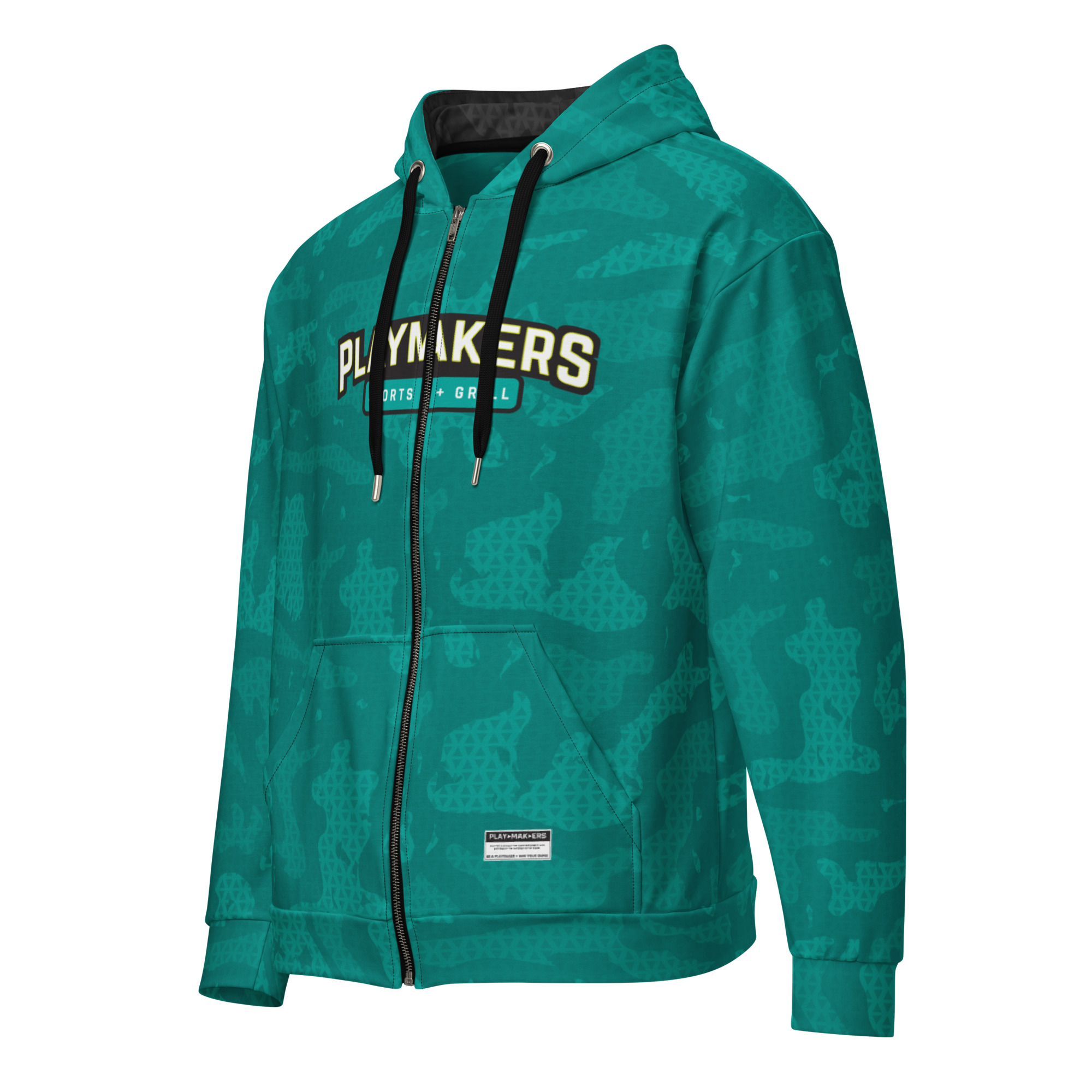 Teal Camo - Unisex zip hoodie — Front / left