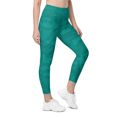 TEAL CAMO Leggings with pockets — Front / right