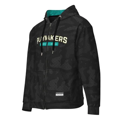 Black Camo Unisex zip hoodie — Front / left