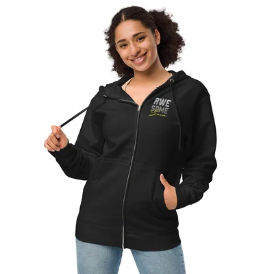 AWESOME Unisex fleece zip up hoodie — Front